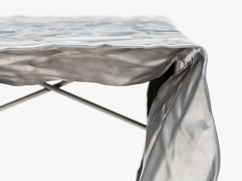 Christopher Prinz, ‘Wrinkled Outdoor Stool’, 2019, Design/Decorative Art, Stainless Steel, Patrick Parrish Gallery