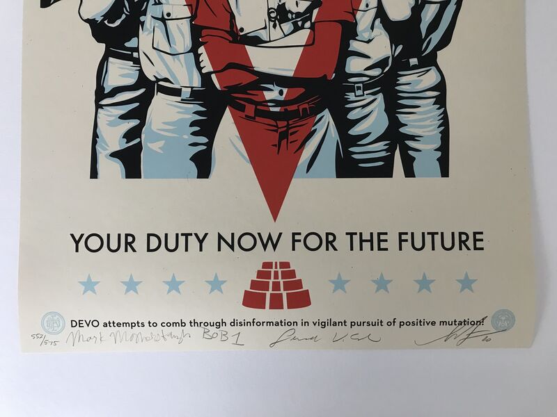 Shepard Fairey, ‘DEVO Vote!’, 2020, Print, Screen print on Speckletone paper, Addicted Art Gallery