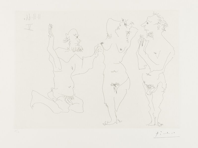 Pablo Picasso, ‘Two Old Men Courting Nude (Bloch 1411)’, 1966, Print, Etching, Forum Auctions