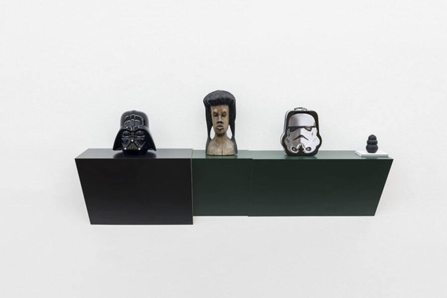Untitled (cookie jar, Jamaican head, Stormtrooper, dog chew)