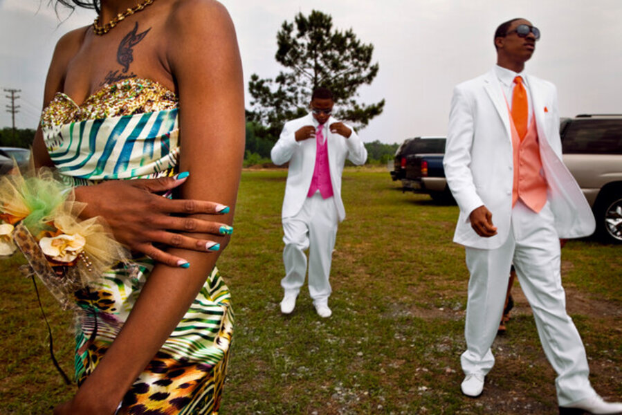 Seniors arriving at the first integrated prom, Lyons, Georgia