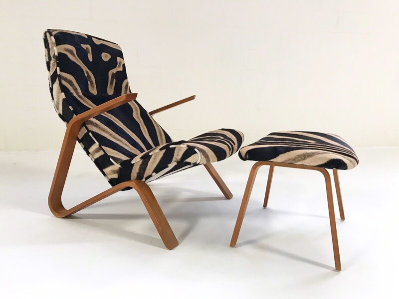 Eero Saarinen, ‘Eero Saarinen for Knoll Grasshopper Chair and Ottoman Restored in Zebra Hide’, ca. 1950, Design/Decorative Art, Zebra Hide, Forsyth