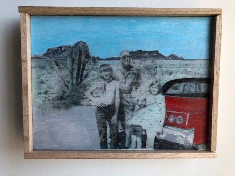 Frederick Fulmer, ‘Family Road Trip’, 2019, Painting, Acrylic & photo transfer on wood panel, Asher Grey Gallery