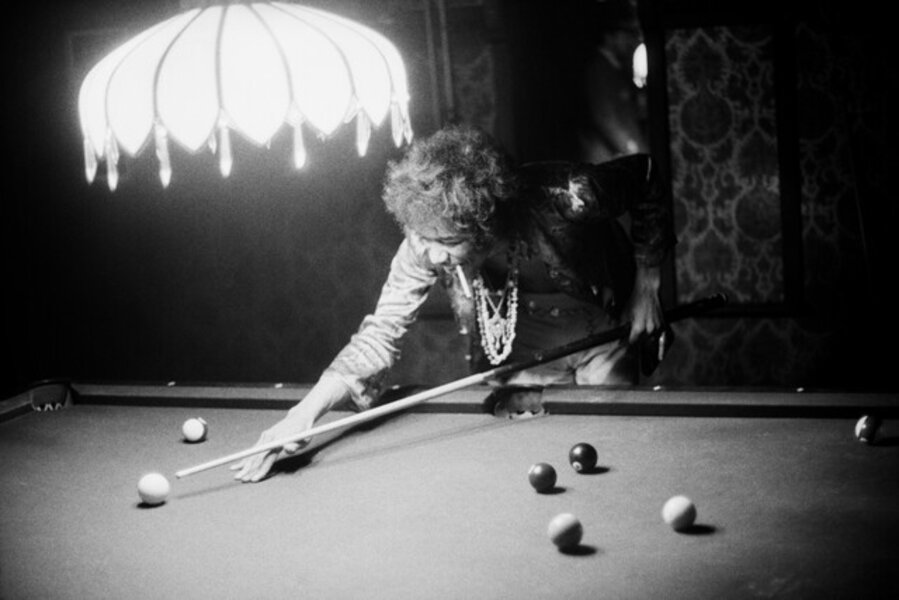 Jimi Hendrix playing pool