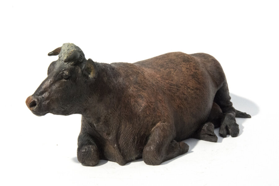 Jeriane - small, detailed, bronze, cow, animal, sculpture
