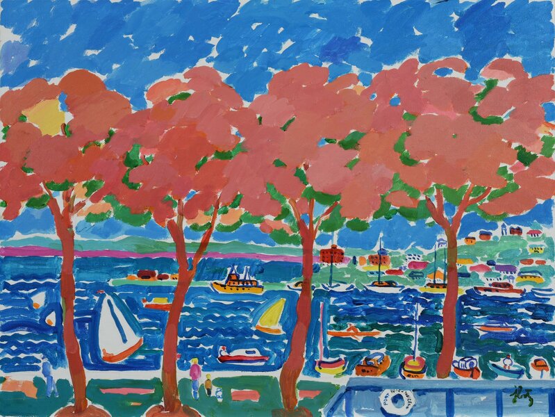 John Botz, ‘Harbor Scene, South of France’, c. 1995, Painting, Acrylic on canvas panel, Laguna Art Museum Benefit Auction