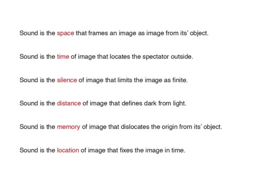 Aphorisms: Sound is the space…