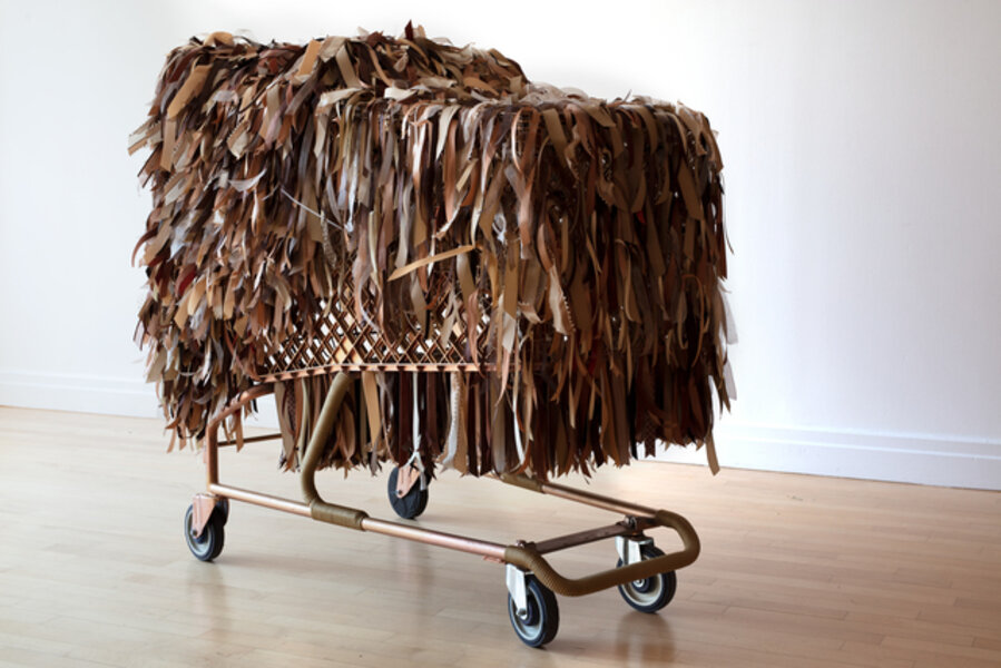 Upcycled Large sculpture: 'Lady Whistlesdown Baggage Cart'