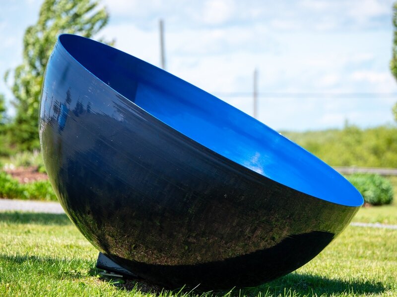 Marlene Hilton Moore, ‘Singing Bowl Ultramarine Sky Medium - painted stainless steel garden sculpture’, 2018, Sculpture, Stainless steel patinated in UV resistant aerospace paint, Oeno Gallery