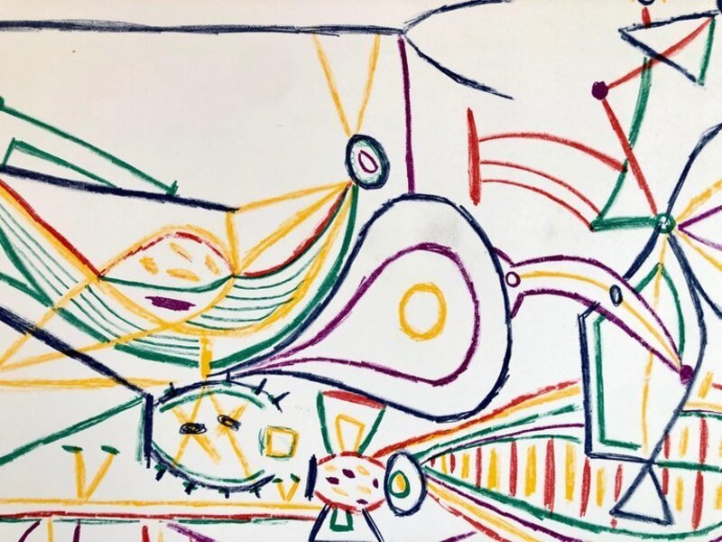 Pablo Picasso, ‘Pablo Picasso School Prints Composition, Vallauris 7-10-1948 Drawing Lithograph’, 1940-1949, Print, Lithograph, Lions Gallery