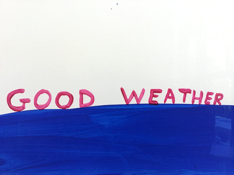 David Shrigley, ‘Untitled (Good Weather and Other Weather)’, 2020, Drawing, Collage or other Work on Paper, Acrylic on paper, Hang-Up Gallery