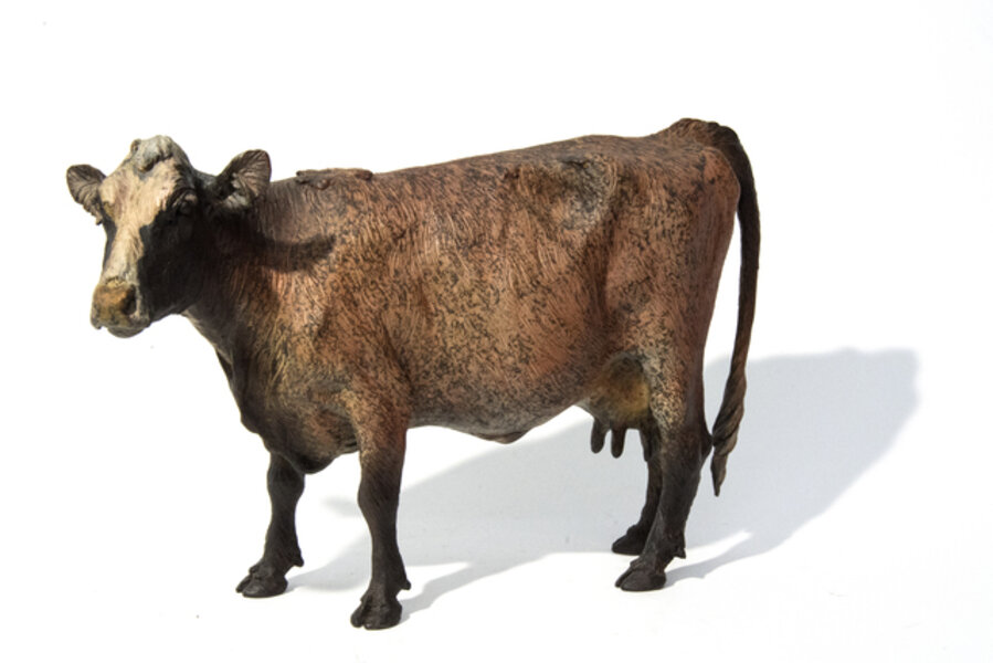 Laureen - small, detailed, bronze, cow, animal, sculpture