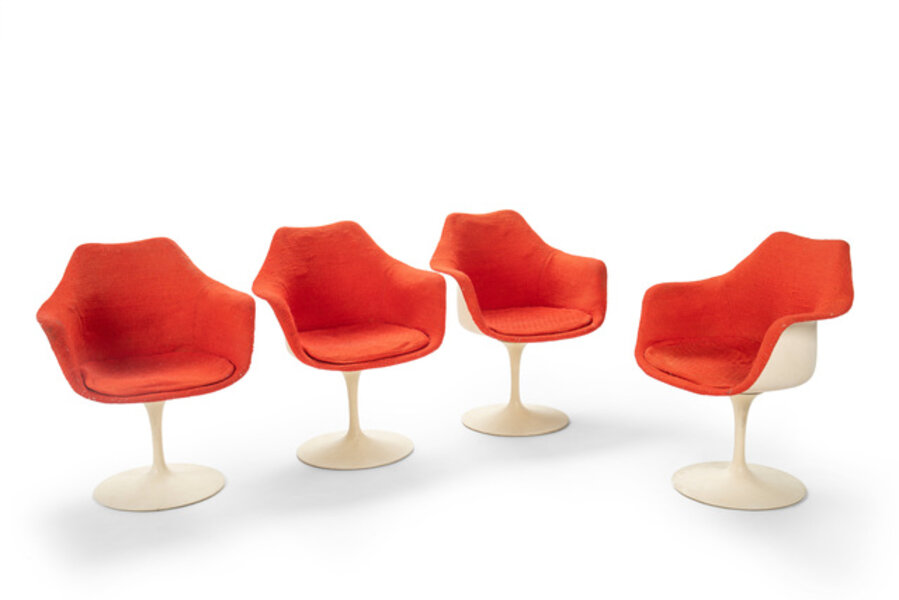 A set of four Eero Saarinen for Knoll "Tulip" swivel armchairs