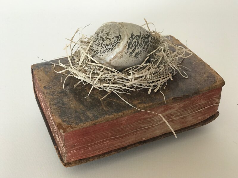 Nuria Rossell, ‘Niu IV (Nest IV)’, 2019, Sculpture, Engrave stone, paper nest, over book., Galeria Contrast