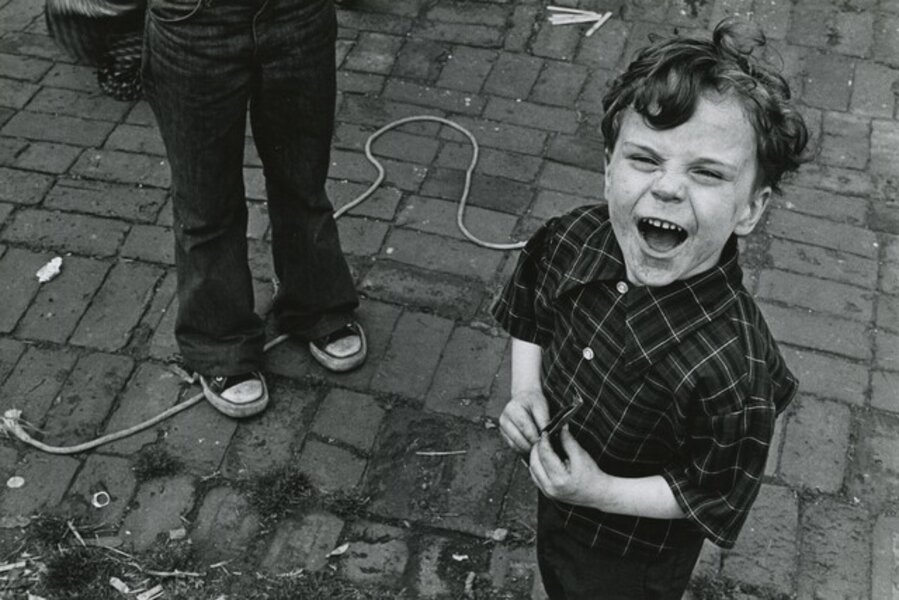 Standing on Rope To Boy With His Mouth Open