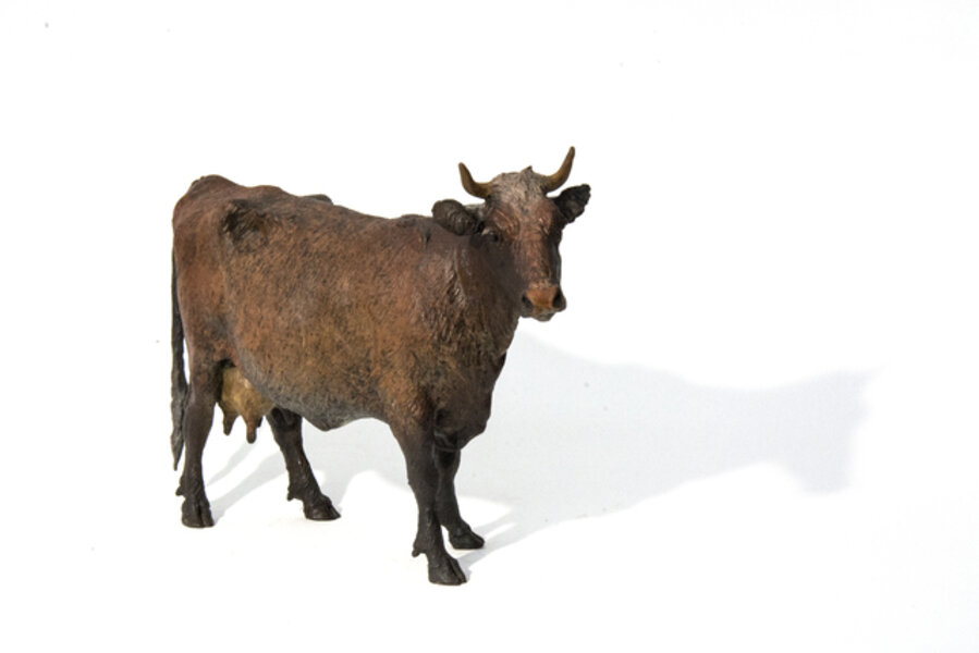 Soprano - small, detailed, bronze, cow, animal, sculpture