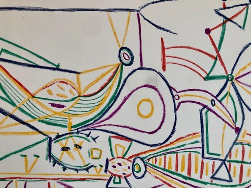 Pablo Picasso, ‘Pablo Picasso School Prints Composition, Vallauris 7-10-1948 Drawing Lithograph’, 1940-1949, Print, Lithograph, Lions Gallery