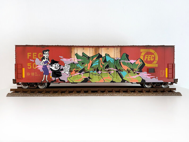 Tim Conlon, ‘FEC #7’, 2019, Sculpture, Spray enamel and paint marker on model train, Roman Fine Art