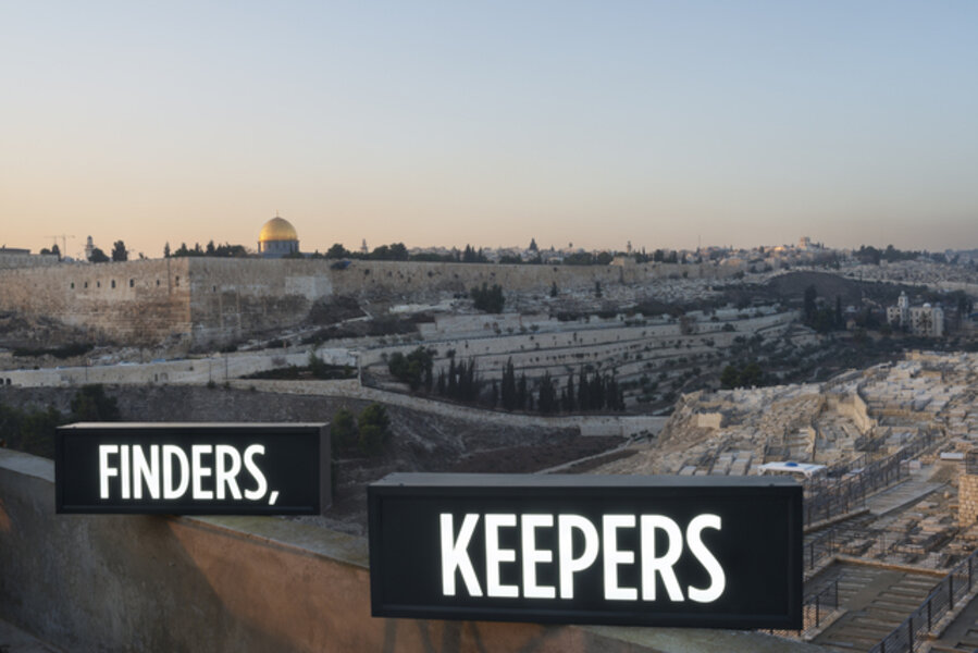 FINDERS, KEEPERS, Two on location light boxes looking onto Temple Mount/Noble Sanctuary, Old City, annexed by Israel in 1967, East Jerusalem