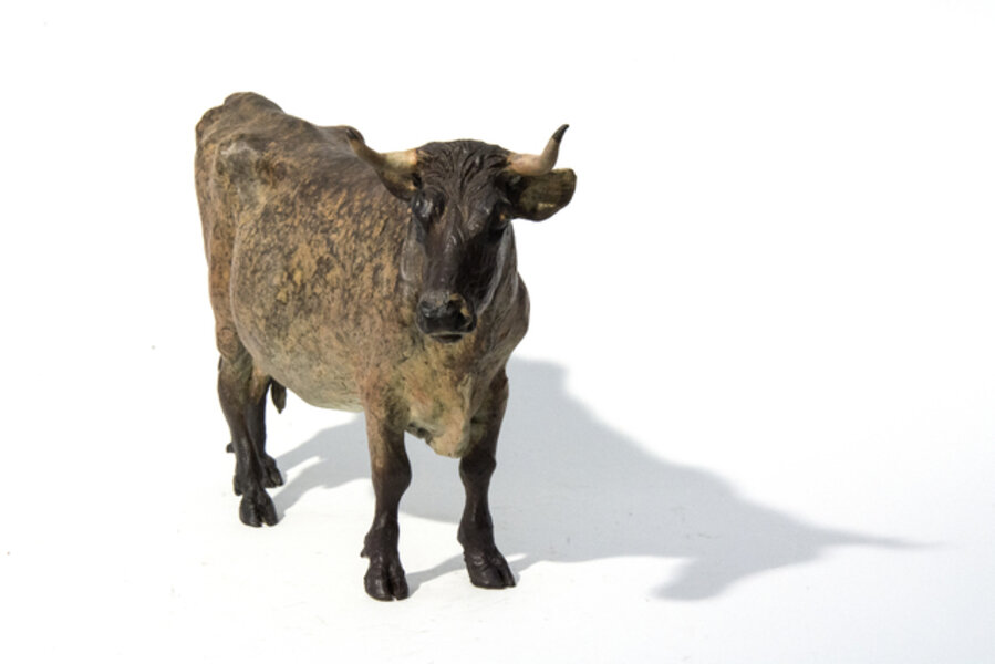 Ernestine AP II - small, bronze, cow, animal, sculpture, 2006