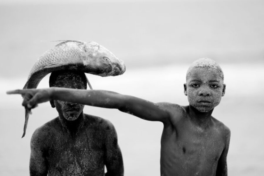 Two boys with a fish, Faith Series