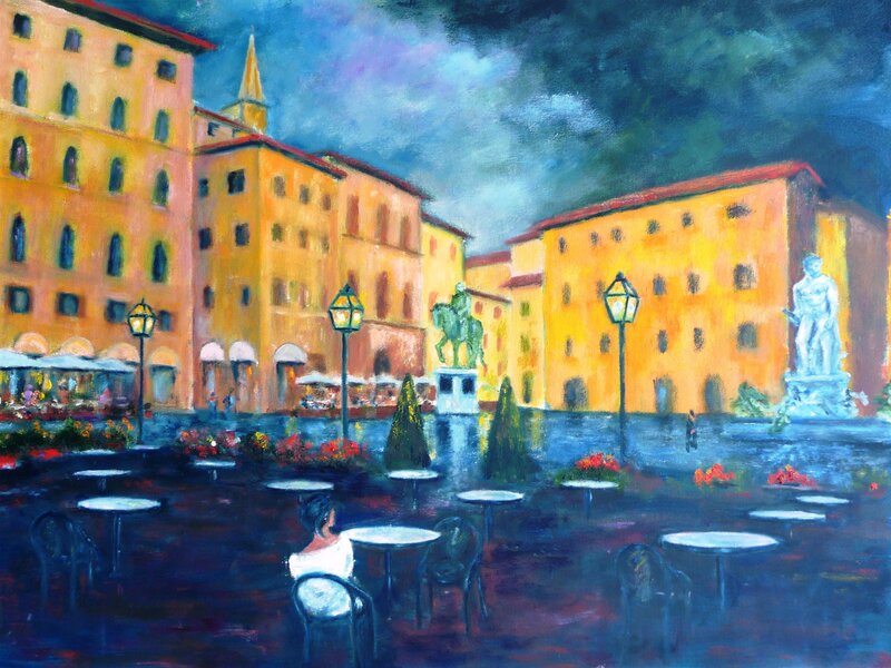 William Kelley, ‘Cafe Rivoire, Piazza della Signoria, Firenze’, 2012, Painting, Oil on Canvas, Walter Wickiser Gallery