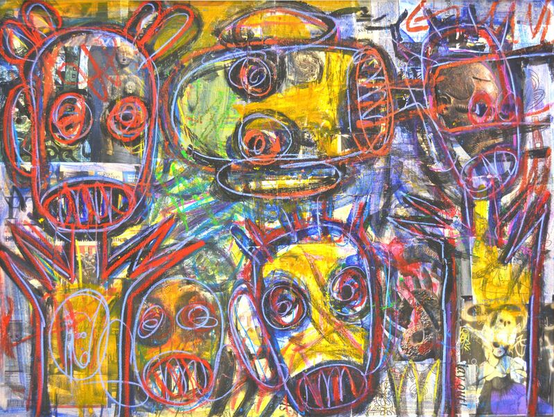 Aboudia, ‘Liberté, Égalité, Illuminés’, 2011, Painting, Mixed media on canvas, Ethan Cohen Gallery