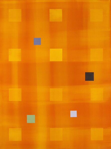 Milly Ristvedt, ‘Yellow Orange Grid - bright and colourful abstracted grid acrylic painting’, 2005