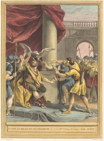 Benoît-Louis Prévost after Jean-Baptiste Oudry, ‘Le roi, le milan, et le chasseur (The King, the Kite, and the Hunter)’, published 1759