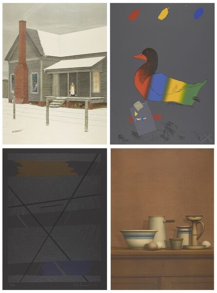 Allan D'Arcangelo, ‘Four works from America: The Third Century Portfolio, 1975: Beginning; Still Life with Eggs, Candlestick and Bowl; Duck Out of Water; The Home My Daddy Built; Concord’