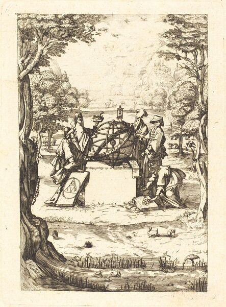 after Jacques Callot, ‘Frontispiece for the Sacred Cosmologia  (Title with Astrologers)’