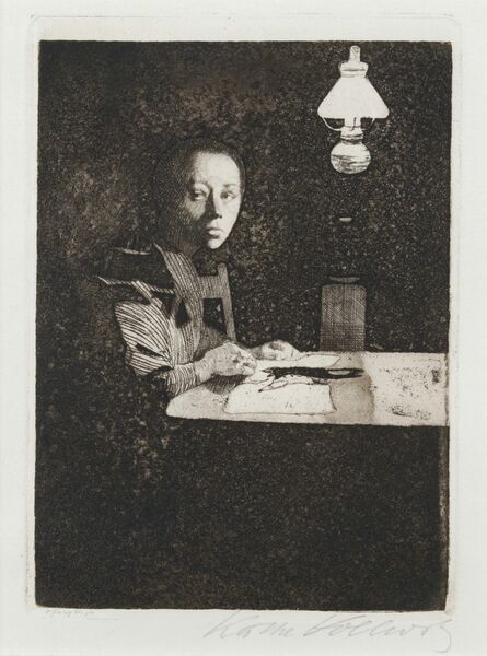 Käthe Kollwitz, ‘Self-Portrait at the Table’, 1893