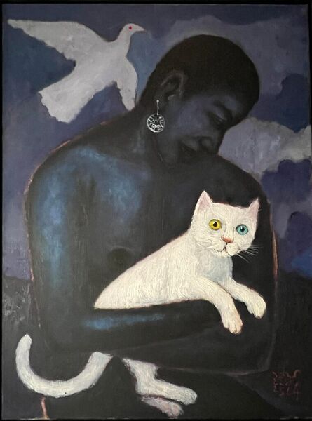 Vasan Sitthiket, ‘Black girl with her white cat!’, 2021