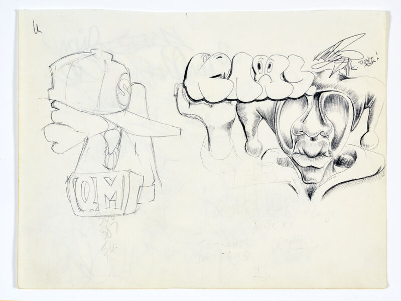 KAWS, ‘Page from an American artist’s blackbook’, circa 1993 – 1994, Drawing, Collage or other Work on Paper, Black ballpoint pen and pencil on paper, DIGARD AUCTION