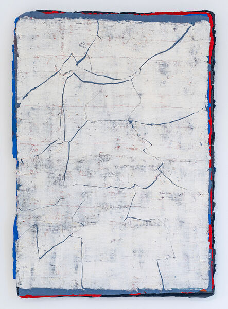 Kanchana Gupta, ‘Edges and Residues 19 - Cerulean Blue, Cadmium Red and Cold Grey on White’, 2020
