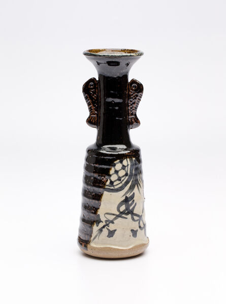 Miraku Kamei XV, ‘Wide mouth flower vase (hanaire), oribe glaze, Takatori style’, ca. 2019