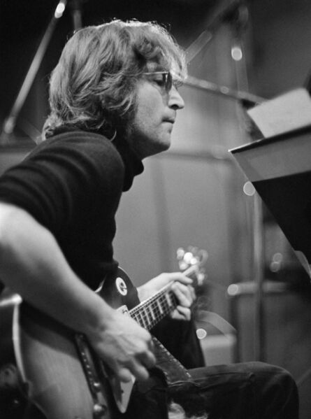 Bob Gruen, ‘John Lennon with guitar at The Record Plant, NYC. ’, 1972