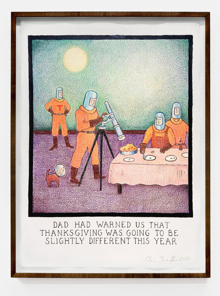 Glen Baxter, ‘Dad Had Warned Us that Thanksgiving Was Going to be Slightly Different This Year’, 2020