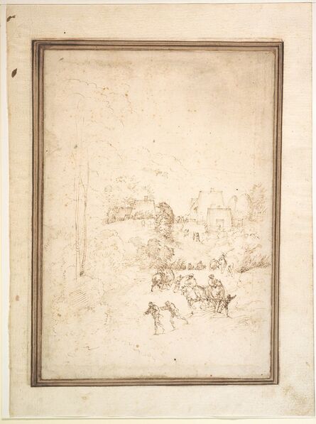Fra Bartolomeo, ‘Approach to a Mountain Village with Horsemen on the Road’, ca. 1501