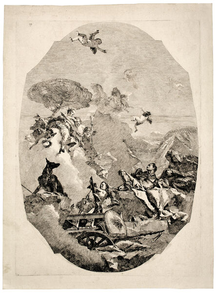 Lorenzo Baldissera Tiepolo after Giovanni Battista Tiepolo, ‘The Three Graces with Mars’, ca. 1760