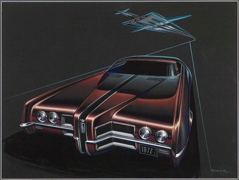 Homer C. LaGassey, ‘Long Nose Ford Thunderbird Proposal’, 1970, Drawing, Collage or other Work on Paper, Ink, gouache, and colored pencil on paper, Norton Museum of Art