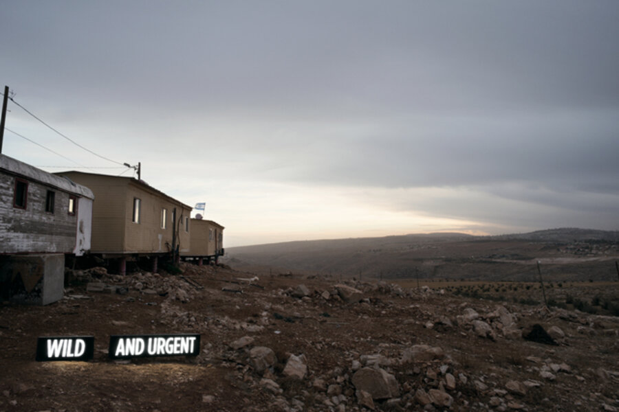 WILD AND URGENT (i), Two on location light boxes, Settler Houses, Israeli Settlement, West Bank