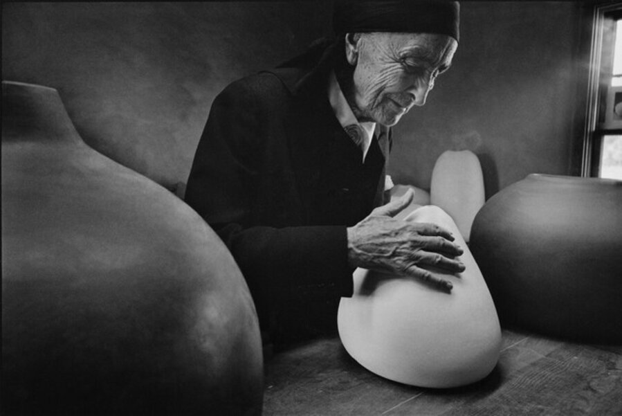 Georgia O'Keeffe at the Ghost Ranch with Pots by Juan Hamilton