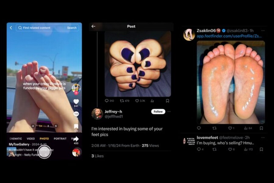 #FeetPics - Ivy says, "There are so many old men on Twitter looking for feet pics. My friends made a lot of money and we laugh about it. We are like, 'Oh yeah, I made $75 selling feet pics to some old guy.'"