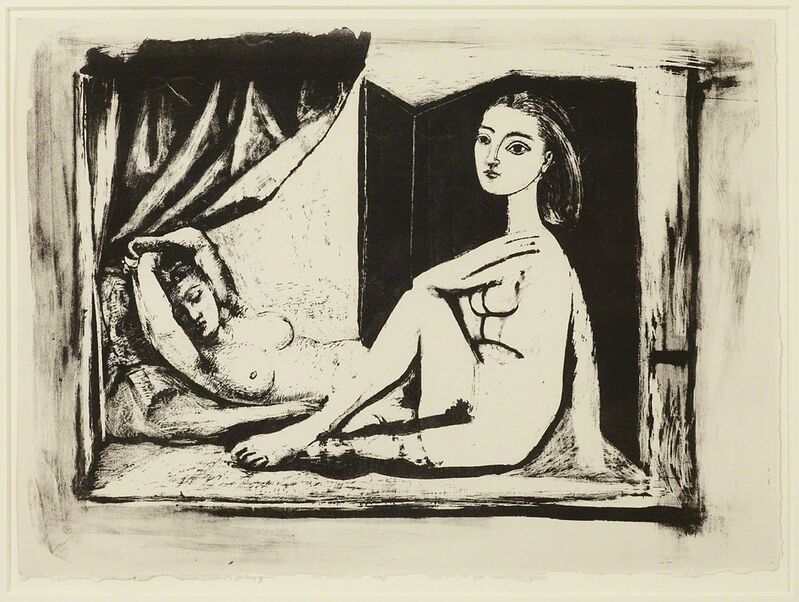 Pablo Picasso, ‘Les Deux Femmes nues, State 7a, 5th January 1946’, 1946, Print, Wash drawing and scraper on stone. Rare variation of the state, unrecorded proof in reverse, Cristea Roberts Gallery