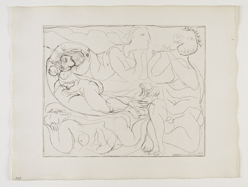 Pablo Picasso, ‘'Flûtiste et trois Femmes nues' from the 'Suite Vollard'’, 1932, Print, Drypoint and scraper, Frederick Mulder
