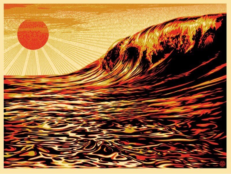 Shepard Fairey, ‘Dark Wave/Rising Sun’, 2011, Print, Screen print, Dope! Gallery