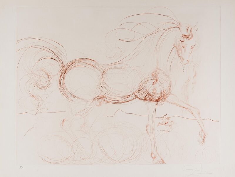 Salvador Dalí, ‘L'Etalon Blanc (Hommage au cheval) (M & L 639a)’, 1973-1974, Print, The scare etching printed in sepia, Forum Auctions