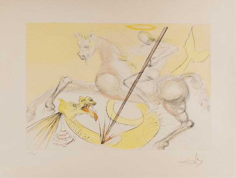 Salvador Dalí, ‘St. George and the Dragon (Michler and Löpsinger 733)’, Print, Drypoint with pochoir colouring, Forum Auctions