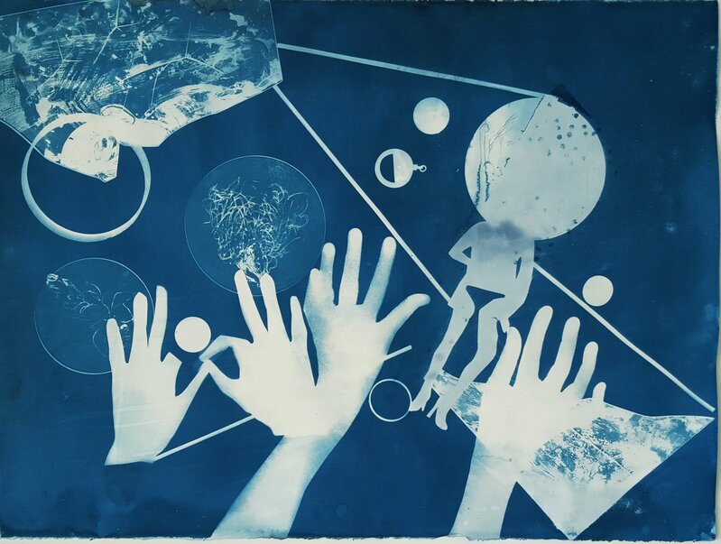 Ofri Cnaani, ‘Blue Print (OC Real and Fake Hands) #1’, 2015, Photography, Cyanotype, Tracey Morgan Gallery